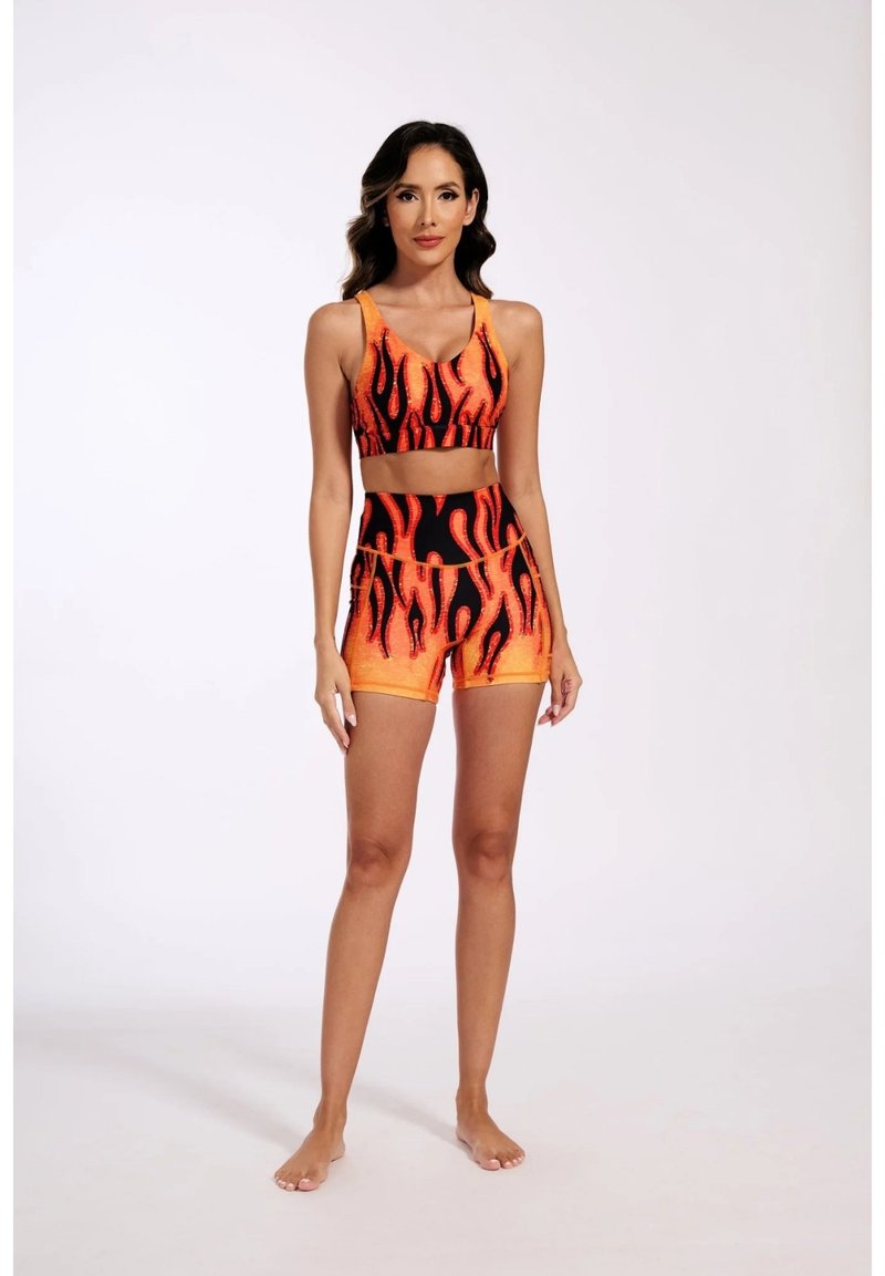 Flame High-Waisted Shorts With Pockets - Women's Sportswear Bottoms - Essential Oils Multicolor