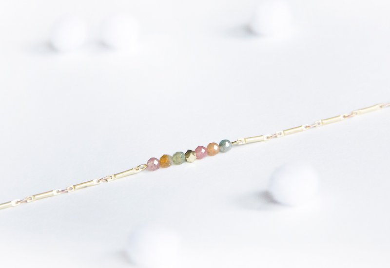 Simple Straight Bracelet / Minimalist Colorful Fruit-Colorful Jade Bronze Bracelet Mother's Day Gift - Bracelets - Gemstone Yellow