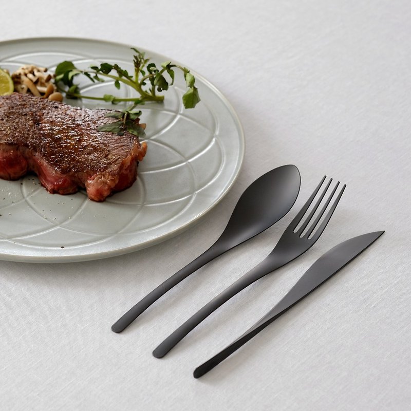 Dinner Cutlery Set Black (KIYO model) - ช้อนส้อม - ดินเผา สีดำ