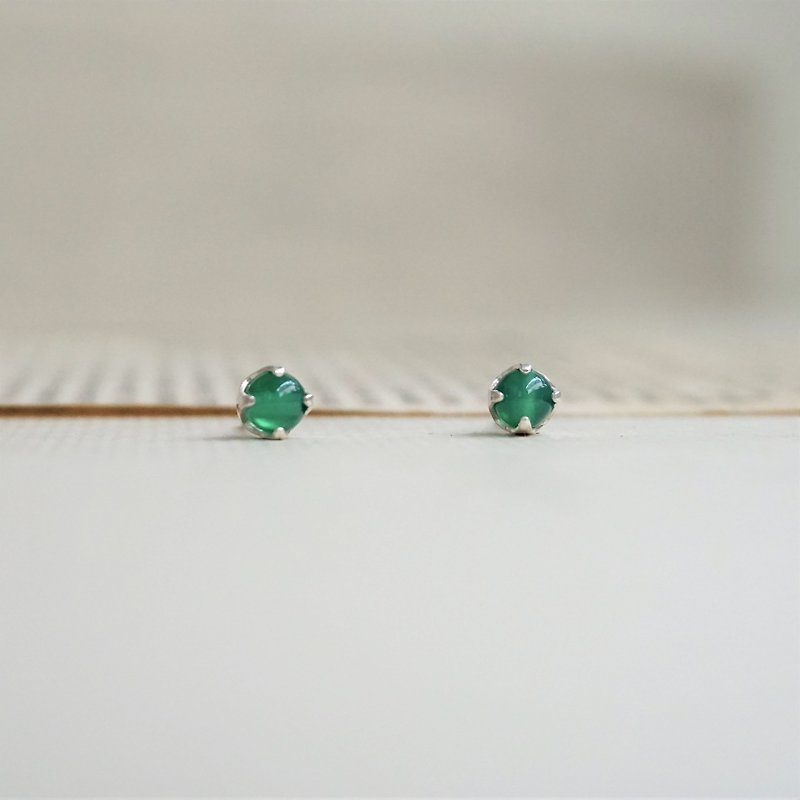 5月誕生石 - 綠瑪瑙耳環 - 誕生石耳針 Birthstone - 耳環/耳夾 - 半寶石 綠色