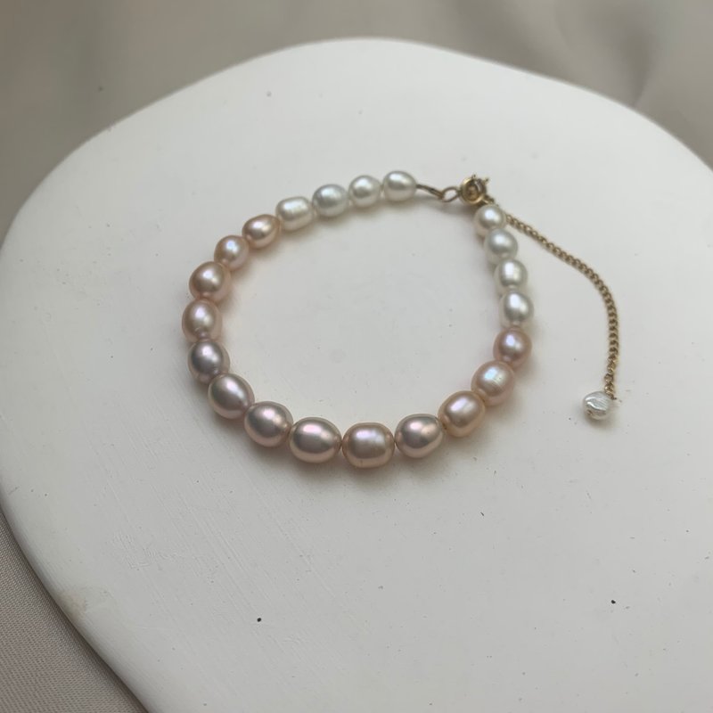 14KGF Sunset Gradient Pearl Bracelet - Bracelets - Pearl Pink