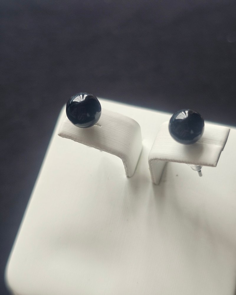 簡而美--黑瑪瑙耳環 - 耳環/耳夾/耳骨夾 - 半寶石 黑色