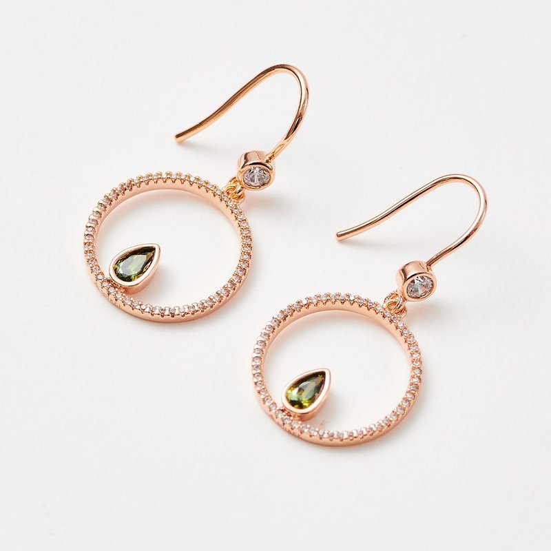 Stone drop diamond earrings (2 colors in total) - ต่างหู - ทองแดงทองเหลือง สีทอง