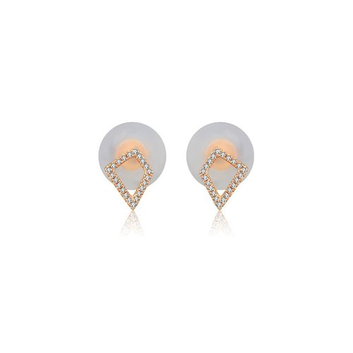 Genevieve Collection 18k中空幾何形鑽石耳環