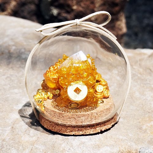 米朵貝菈．時光的禮物 Hourrae水晶玻璃球 玻璃罩 招財貔貅玻璃球 禮物-黃水晶