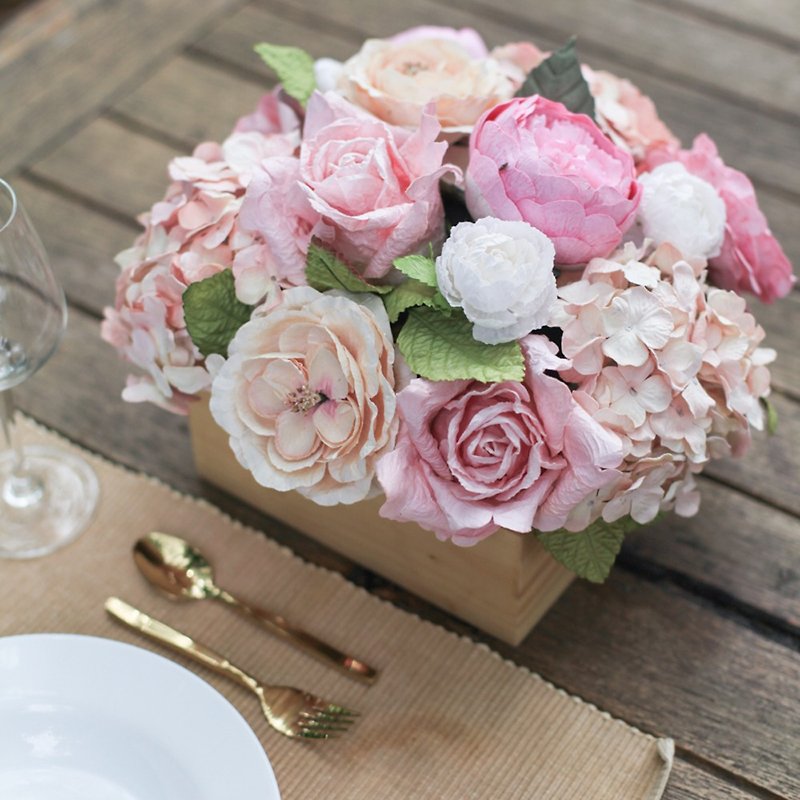 バニラピンク - 手作りの紙の花の結婚式のセンターピースの装飾 - 置物 - 紙 ピンク