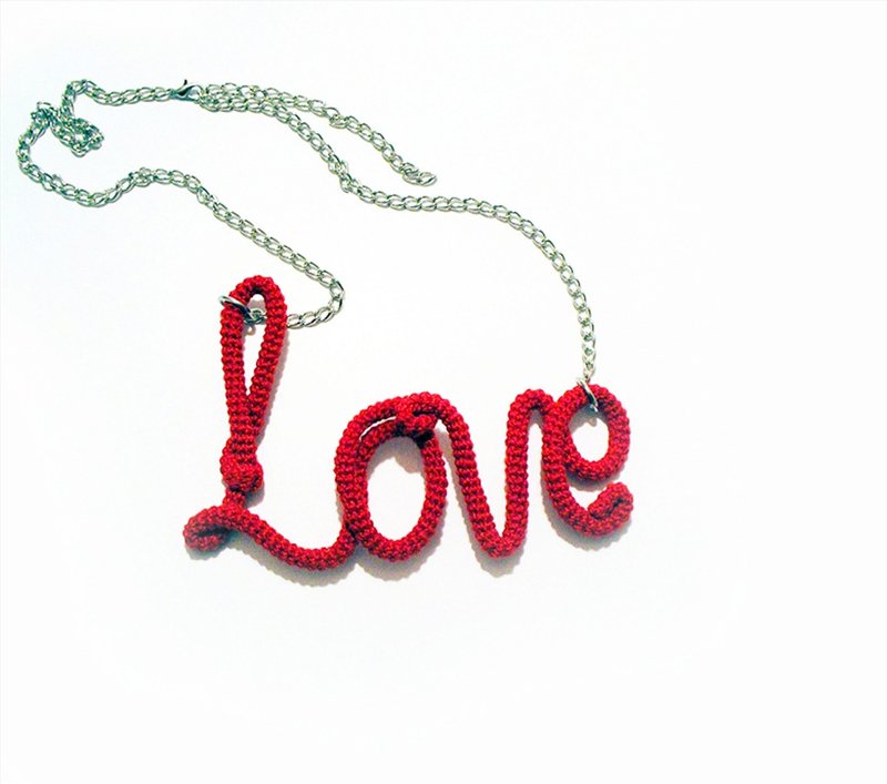 Scarlet Love Necklace - สร้อยคอ - งานปัก สีแดง