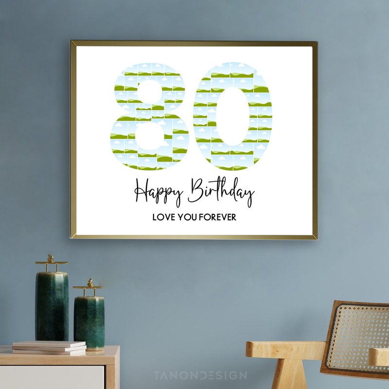 Number Photo collage Editable Canva Template, Anniversary Gift, Birthday Gift - 圖文模板設計 - 其他材質 