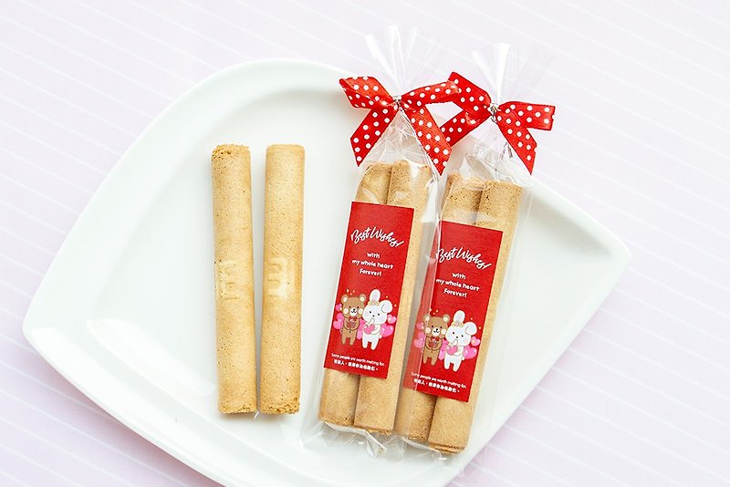奇奇妮妮甜蜜之戀日式蛋捲(滿百份免費印名字) 生日 聖誕 婚禮 - 手工餅乾 - 新鮮食材 紅色