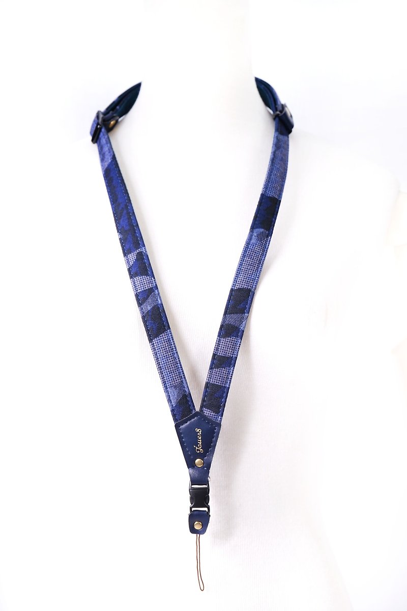 Chic mobile phone strap - เชือก/สายคล้อง - ผ้าฝ้าย/ผ้าลินิน สีน้ำเงิน