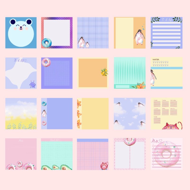 Digital Memo pad Pastel color for planner, notebook or print - 電子手帳及素材 - 其他材質 