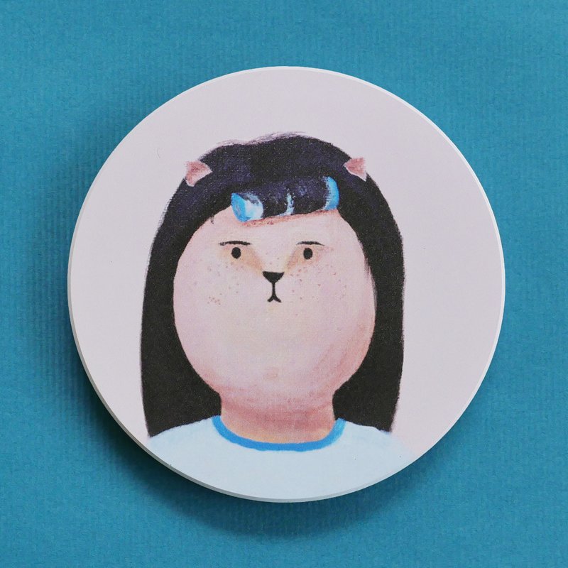 某高中女同學咪某貓咪陶瓷吸水杯墊 - 杯墊 - 陶 多色