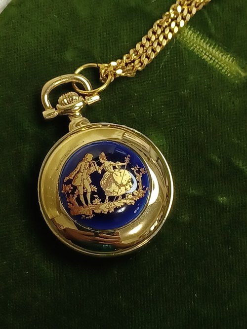 老時光製造所 vintage jewelry 法國利摩日Limoges 石英懷錶項鍊