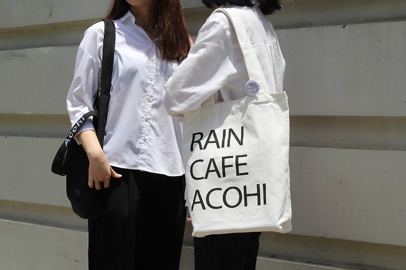 ACOHI CAFE BAG - กระเป๋าถือ - ผ้าฝ้าย/ผ้าลินิน ขาว