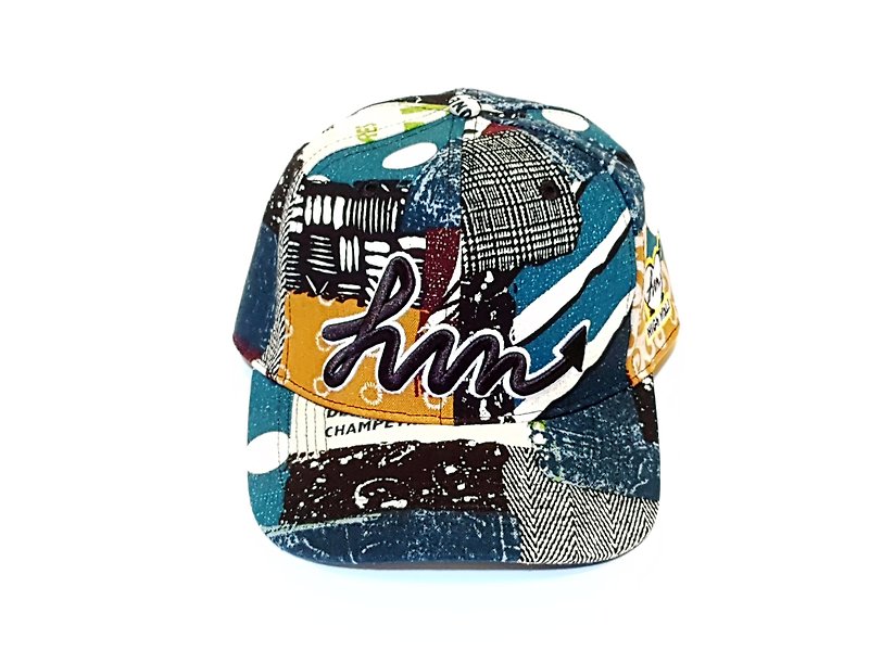 Embroidered printed baseball cap decadent feel patchwork wind #老帽#遮阳#情人节# Gift - หมวก - ผ้าฝ้าย/ผ้าลินิน หลากหลายสี