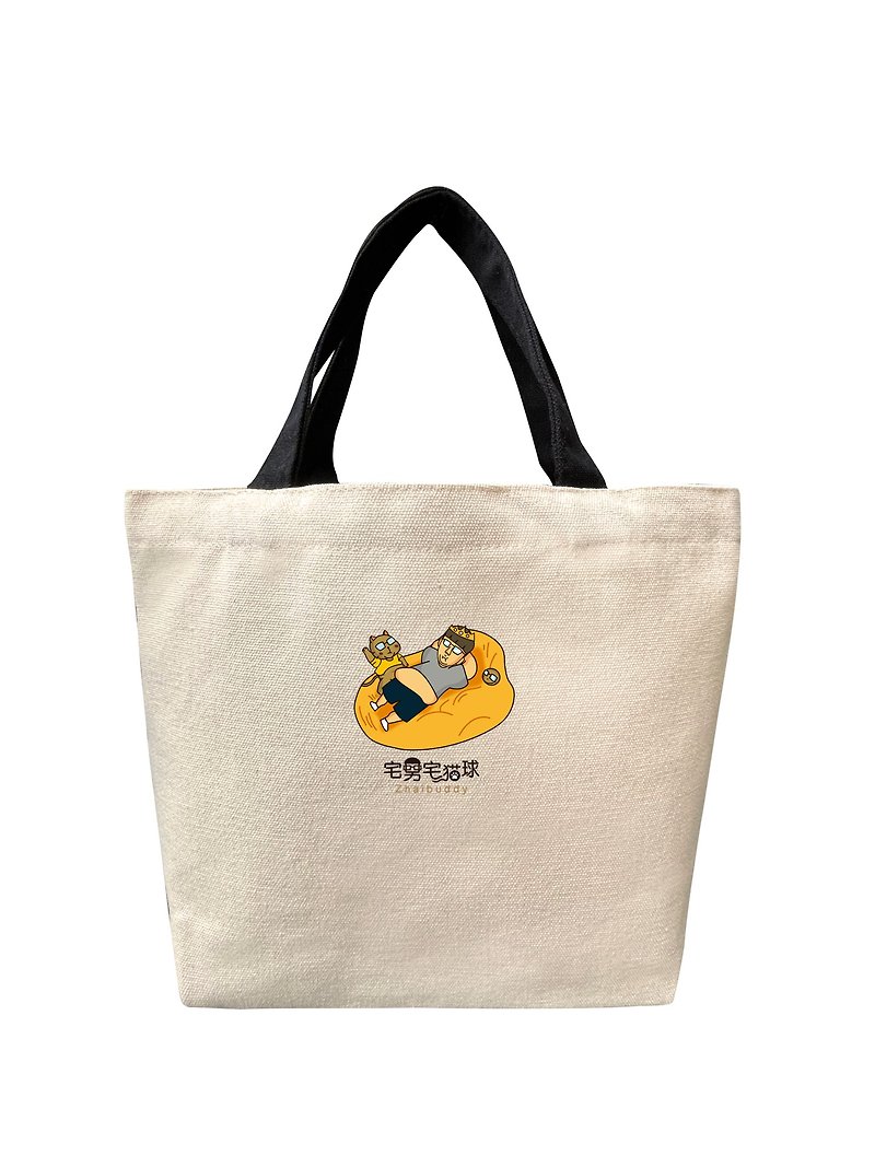 （予約注文）GildanX Otaku Home Cat Ball Roll Joint Embryo Color Canvas Bag Small Tote Bag- ブラック Tote Bag NHB2600 - トート・ハンドバッグ - コットン・麻 