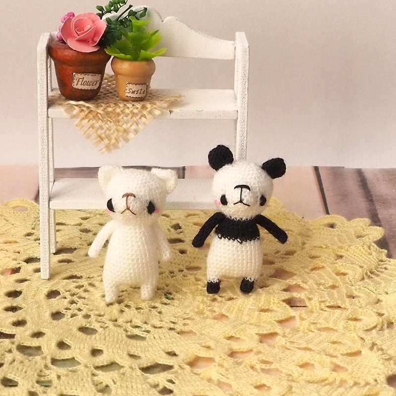 【Build to order】Super miniature cat (or panda) amigurumi - Stuffed Dolls & Figurines - Polyester White