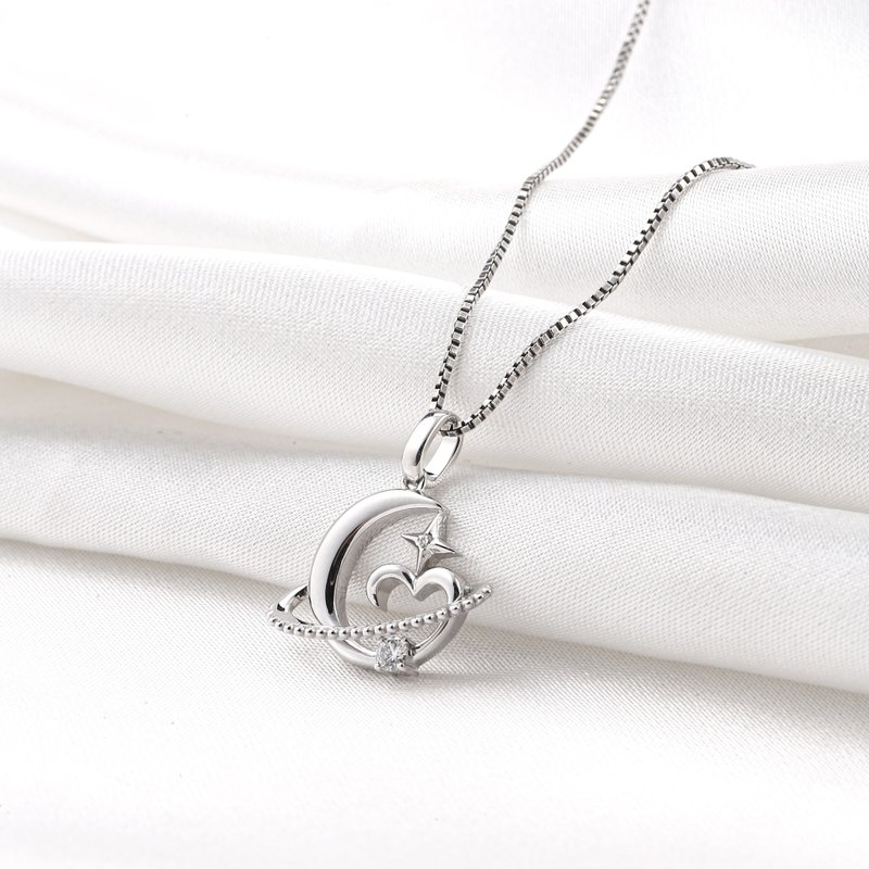 【Dicha Jewellery x Couple Murmur】18K Gold-Plated Moon Love Necklace - สร้อยคอ - เงิน สีเงิน