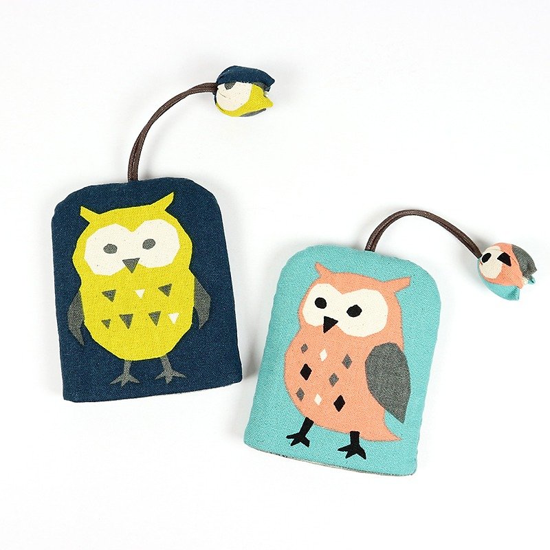 Wallets Clutch portable package - Owl - ที่ห้อยกุญแจ - ผ้าฝ้าย/ผ้าลินิน สีเขียว