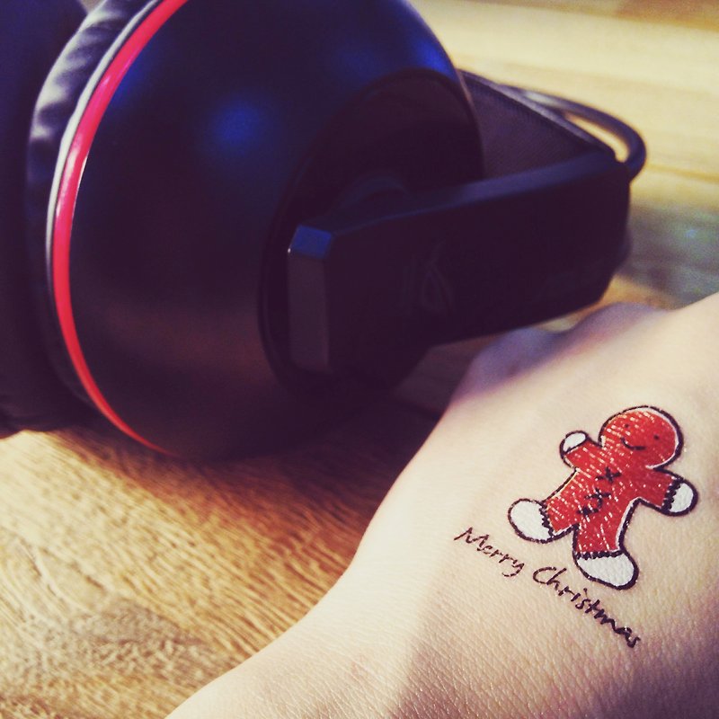TOOD 紋身貼紙 | 手背位置薑餅人聖誕刺青圖案紋身貼紙 (2枚) - 紋身貼紙 - 紙 咖啡色