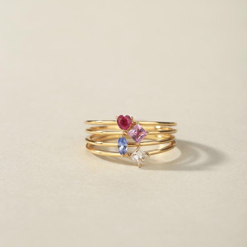 stack Ring color sapphire ruby heart diamond - General Rings - Gemstone Multicolor