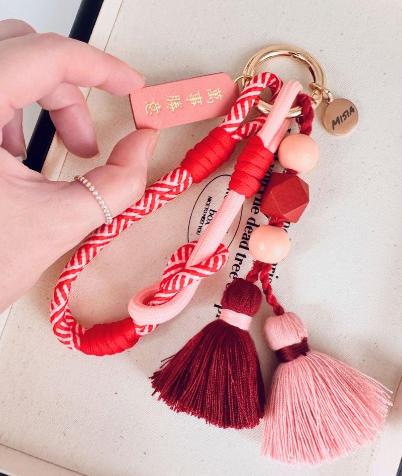 【MISIA】3in1 phone/key/bag charm 三合一手工編織繩索開運掛件 - 吊飾/掛飾 - 真皮 