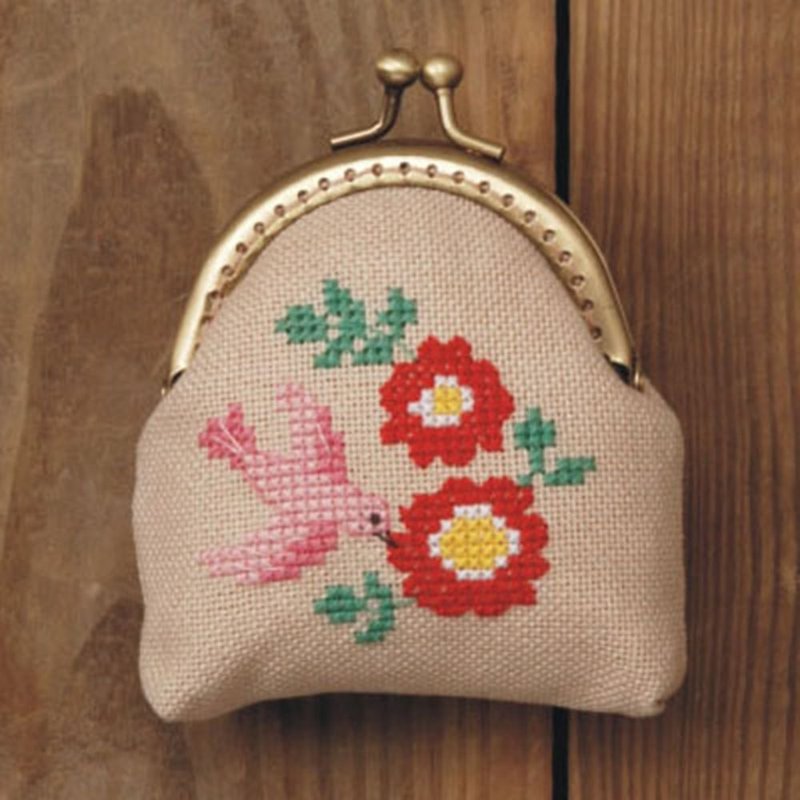 【Fall in Love with Flowers】Clasp Purse - Cross Stitch Kit | Xiu Crafts - Knitting, Embroidery, Felted Wool & Sewing - Cotton & Hemp Multicolor