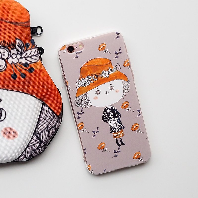 Miss Su Su’s Wearing Diary All-Inclusive Shatter-resistant Soft Shell Cover/Illustration Design Mobile Phone Case - Phone Cases - Plastic Gray