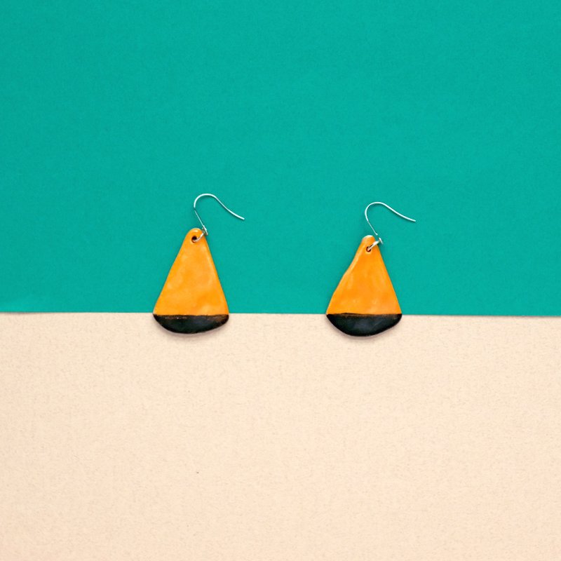 Vintage water drop earrings - ต่างหู - ดินเผา สีส้ม