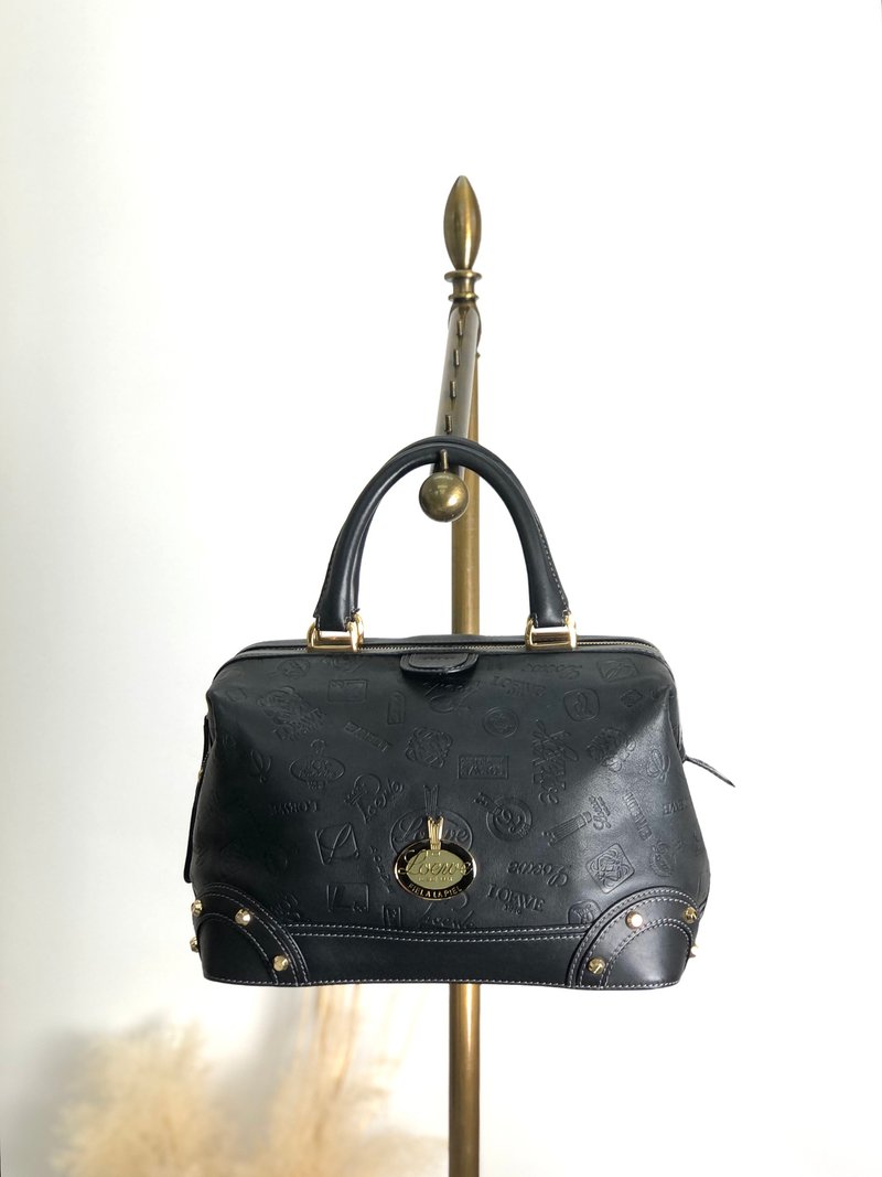 【 日本直送　名牌中古包 】LOEWE ロエベ ハンドバッグ ブラック レザー ミニボストン 160周年記念 vintage ヴィンテージ cx5sz7 - 手提包/手提袋 - 真皮 黑色