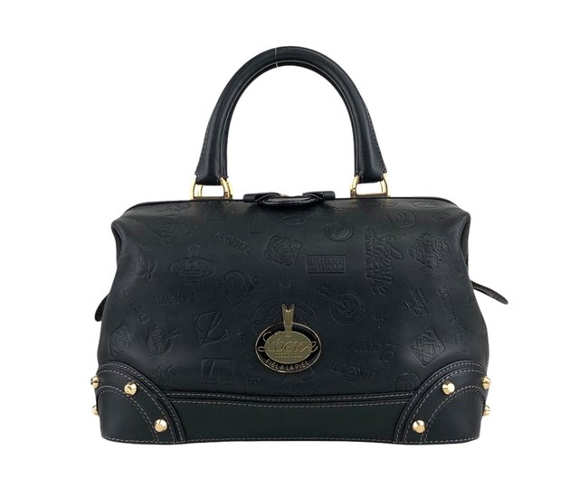 LOEWE ボストンバッグ 黒 レザー　ヴィンテージ 日本直送 名牌中古包 】LOEWE ロエベ ハンドバッグ ブラック