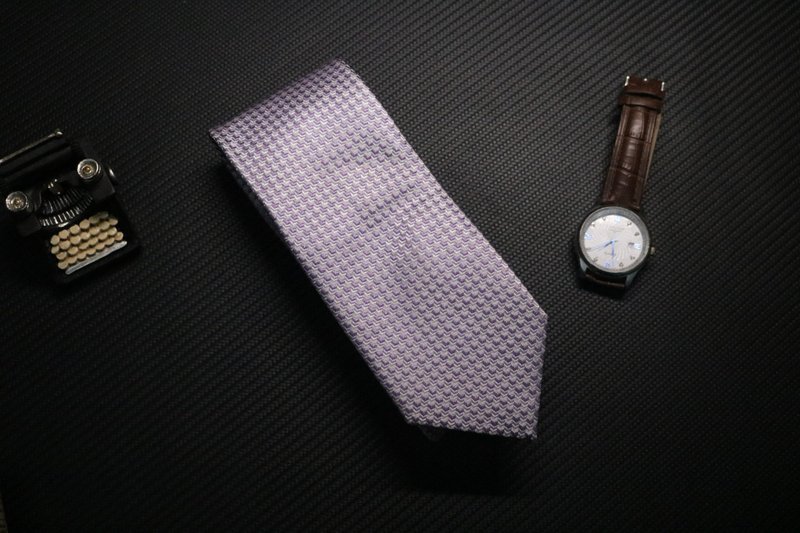 薄紫の四角い男ネクタイ/ビジネス紳士necktie - ネクタイ・ネクタイピン - シルク・絹 パープル