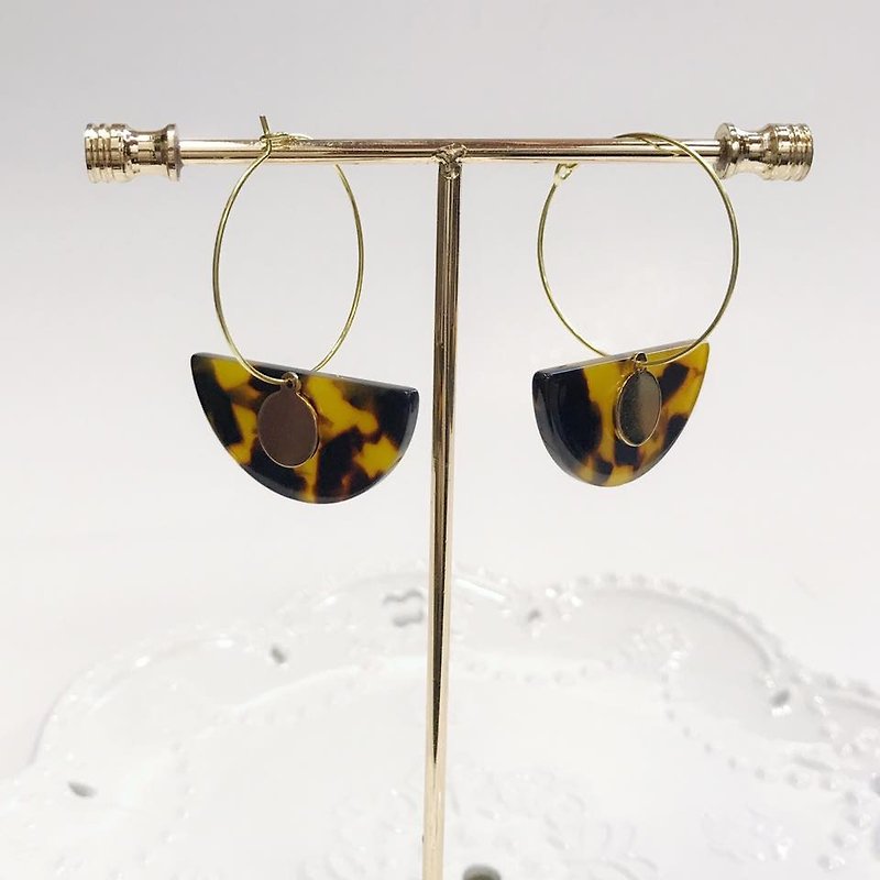 Leopard Half Circle Floral Print Earrings Christmas Gift Big Hoop  Birthday Bridal Shower - Earrings & Clip-ons - Glass Brown