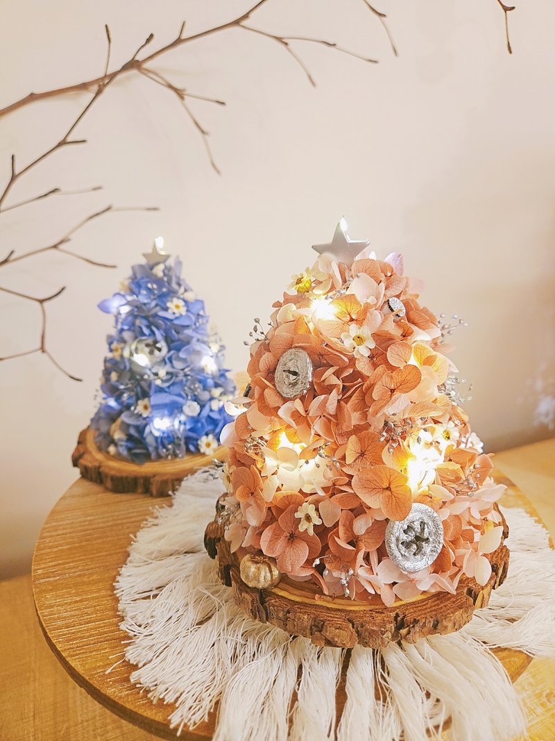 【獨家聖誕diy禮盒】手做永生繡球花聖誕樹 材料包  聖誕節禮物 - 乾燥花/永生花 - 植物．花 