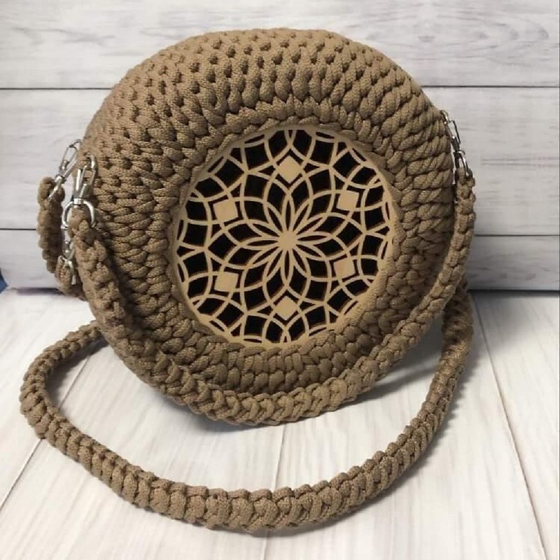 Round Knitted Bag,beige small bag,crochet bag - Clutch Bags - Cotton & Hemp 