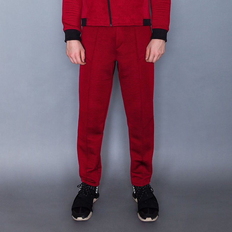 Ribbed Lounge Pants (Red) - กางเกงขายาว - วัสดุอื่นๆ สีแดง