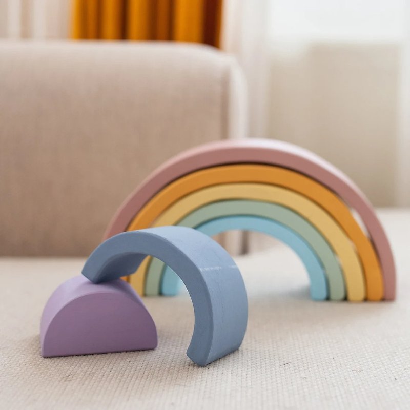 Pastel Wooden Rainbow Stacking Toy - Kids' Toys - Wood 