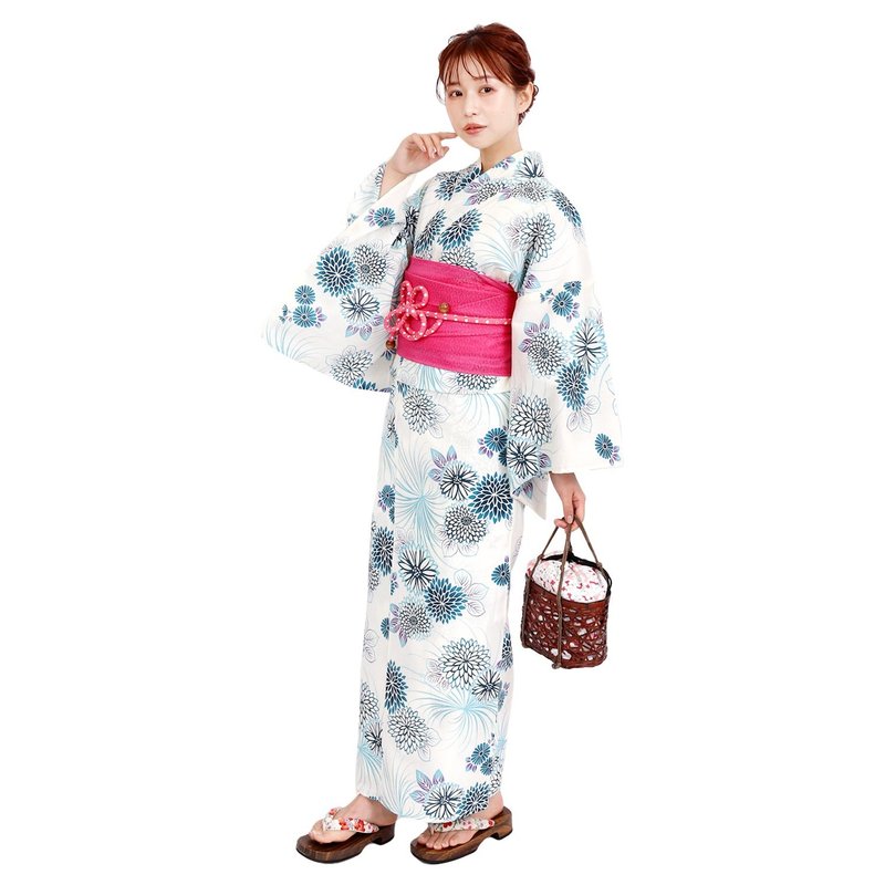 日本 和服 女性 梭織 浴衣 腰封 2件組 F Size x40-23b yukata - 其他 - 棉．麻 藍色