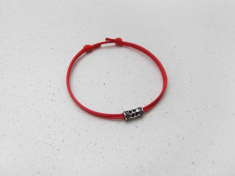Wax line bracelet s925 sterling silver Thai Silver retro love plain simple Wax rope thin line - Bracelets - Other Materials Red