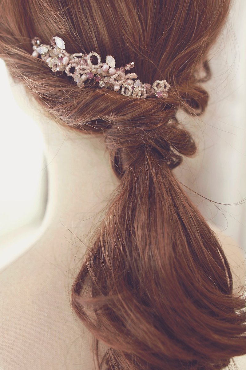 Swarovski Crystal Romantic Grey Purple Opal haircomb Bridal Headpiece - Hair Accessories - Glass Purple