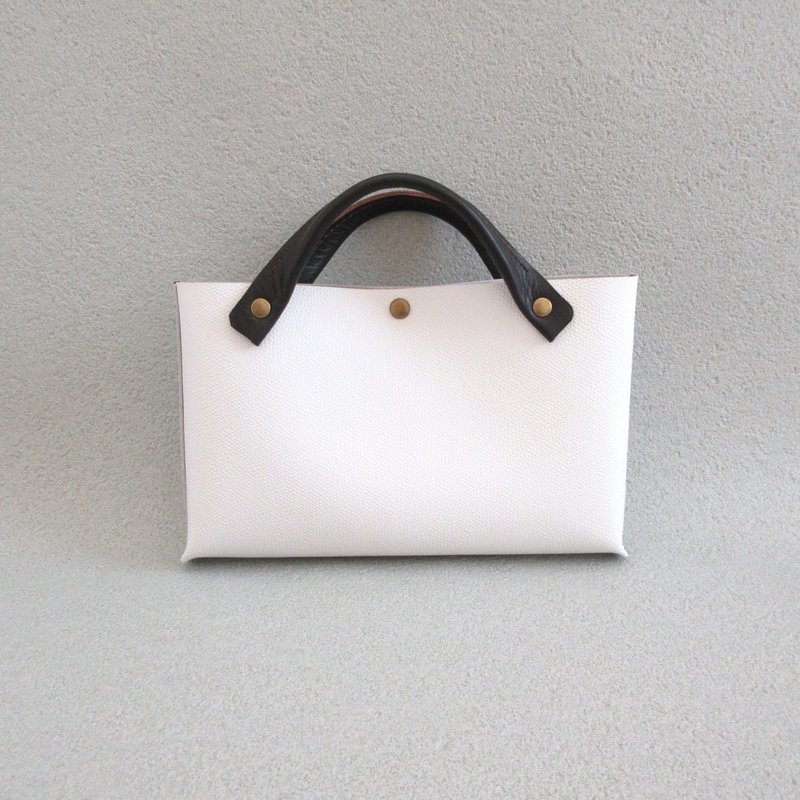 手縫い・そのまま持っても映える・牛革・バッグインバッグ・ハンドソーイング・084 - 手提包/手提袋 - 真皮 白色