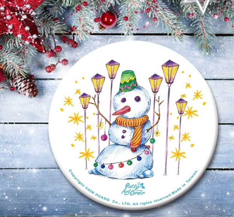 手描きのクリスマス雪だるまセラミック吸収性コースター - コースター - 陶器 透明