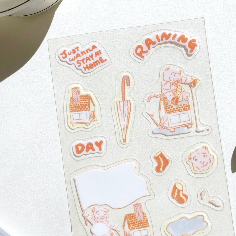 家虎荔枝的雨天 | 迷你透明貼紙 - 貼紙 - 塑膠 多色