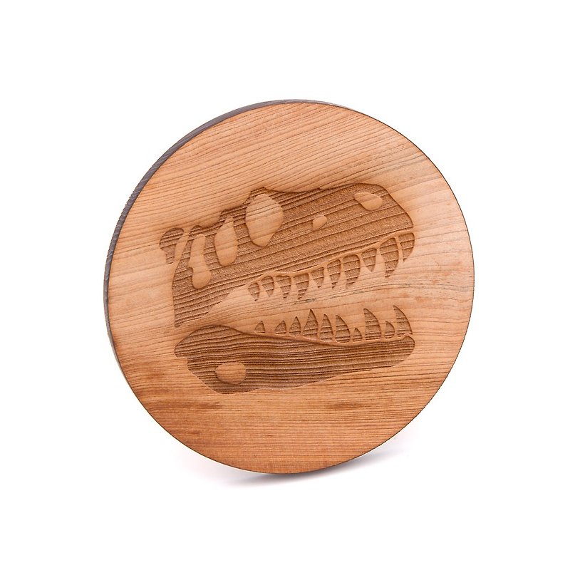Taiwan cypress custom coaster-keel style | Dinosaurs from the Jurassic period wandering in the potholder on the table - Coasters - Wood Gold