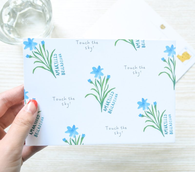 Garden Collection-amaryllis postcard / buy 3 get 1 - Cards & Postcards - Paper Blue
