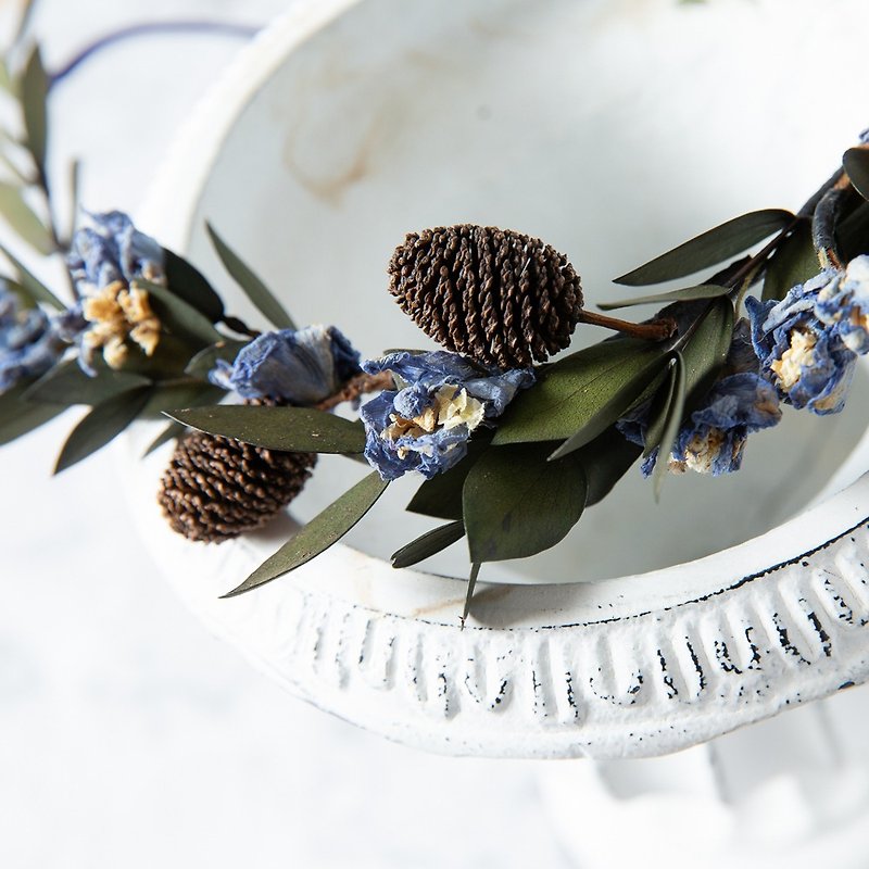 Wreath Blue Fruit - Bridal Wreath Photography Wreath Wedding Wreath - Hair Accessories - Plants & Flowers 