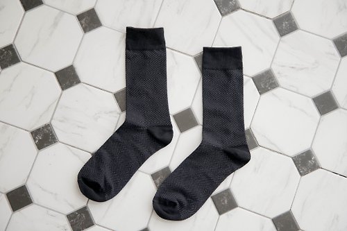 ORINGO 林果良品 幾何菱紋紳士襪 經典黑