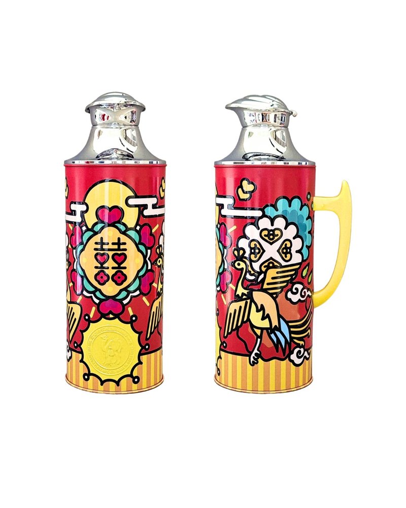 950毫升玻璃膽保溫瓶 - 嫁喜系列 (雙喜) 兩件禮盒套裝 222BX(HA) - 保溫瓶/保溫杯 - 其他材質 紅色