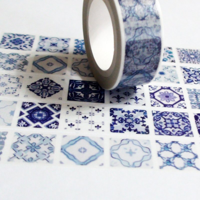 Sample Washi Tape Blue & White Tiles - Washi Tape - Paper 