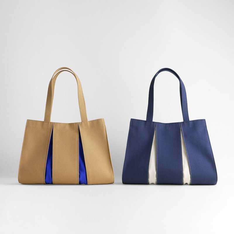 KOSHO ougi  Canvas Tote Bag ZH Made in Japan Lightweight with snap fastener - กระเป๋าถือ - ผ้าฝ้าย/ผ้าลินิน สีนำ้ตาล